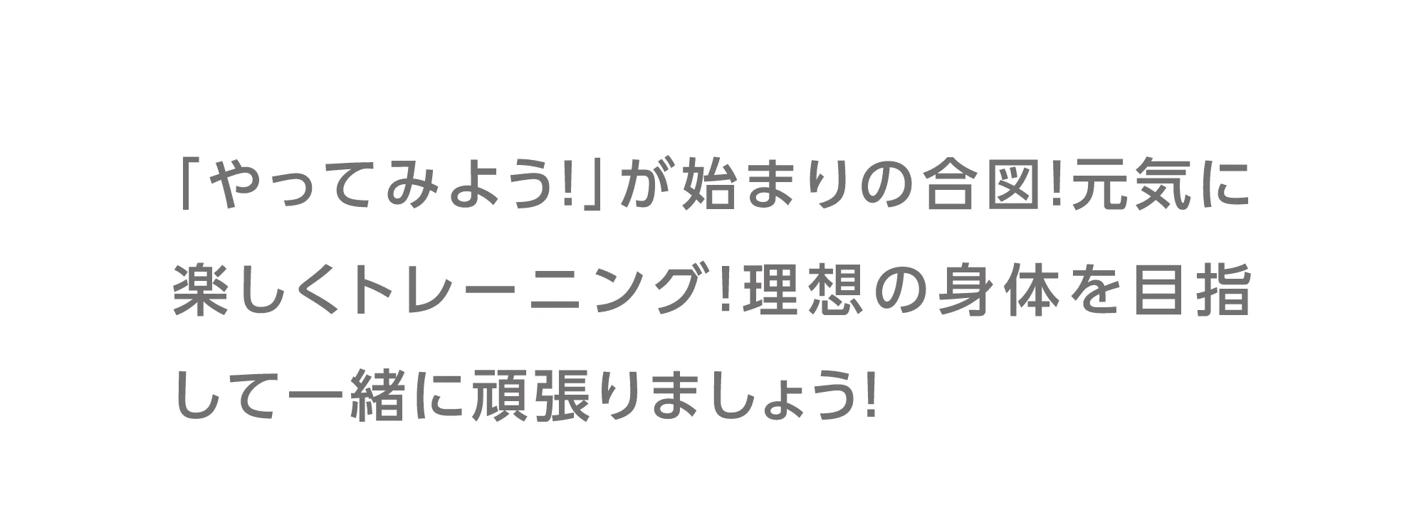「やってみよう!」が始まりの合図!元気に楽しくトレーニング!理想の身体を目指して一緒に頑張りましょう!